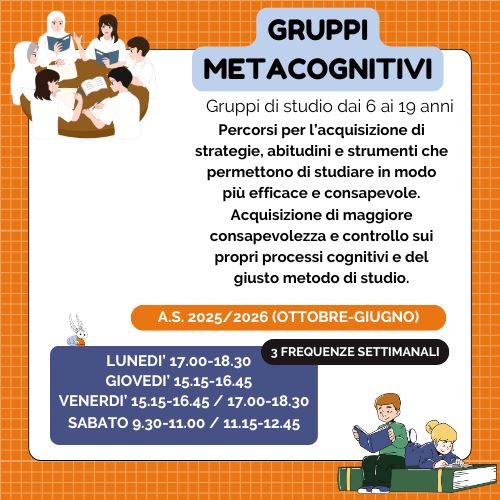 Gruppo metacognitivo Annuale 2025/2026 - 3 frequenze settimanali